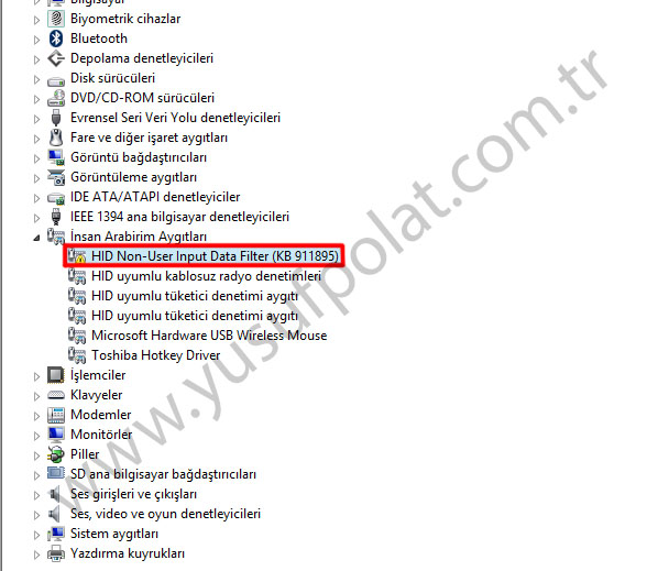 HID Non-User Input Data Filter Windows 8.1 Driver Hatası ve Çözümü
